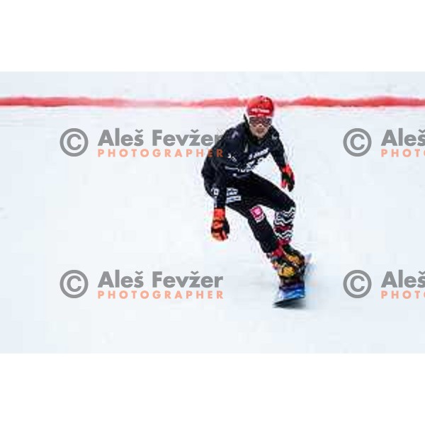 Zan Kosir competes at FIS Snowboard World Cup Parallel Giant Slalom at Rogla Ski resort, Slovenia on March 15, 2023