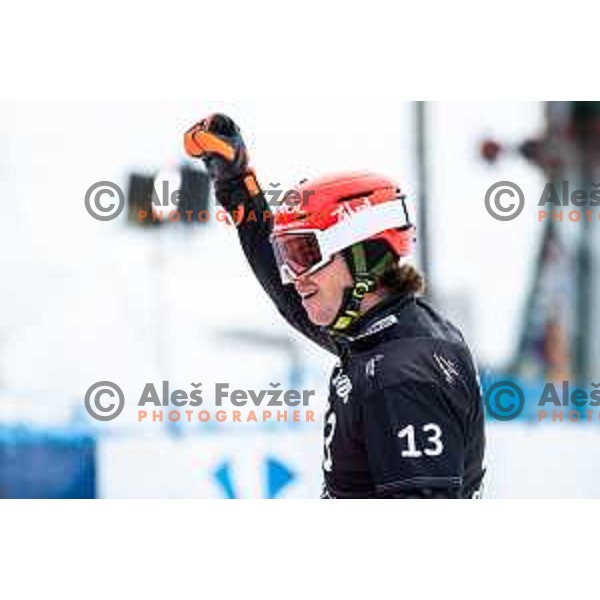 Zan Kosir competes at FIS Snowboard World Cup Parallel Giant Slalom at Rogla Ski resort, Slovenia on March 15, 2023