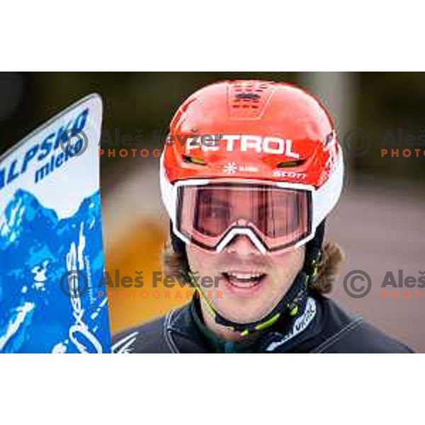 Zan Kosir competes at FIS Snowboard World Cup Parallel Giant Slalom at Rogla Ski resort, Slovenia on March 15, 2023