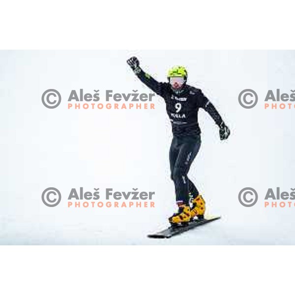 Tim Mastnak competes at FIS Snowboard World Cup Parallel Giant Slalom at Rogla Ski resort, Slovenia on March 15, 2023