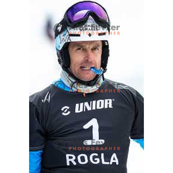 Roland Fischnaller, winner of FIS Snowboard World Cup Parallel Giant Slalom at Rogla Ski resort, Slovenia on March 15, 2023