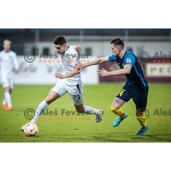 in action during Prva liga Telekom football match between Celje and Olimpija in Arena z’dezele, Celje, Slovenia on March 15, 2023. Photo: Jure Banfi