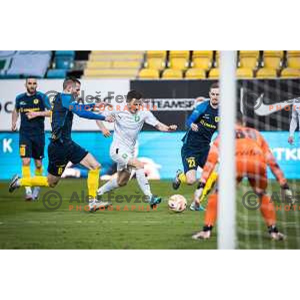 in action during Prva liga Telekom football match between Celje and Olimpija in Arena z’dezele, Celje, Slovenia on March 15, 2023. Photo: Jure Banfi