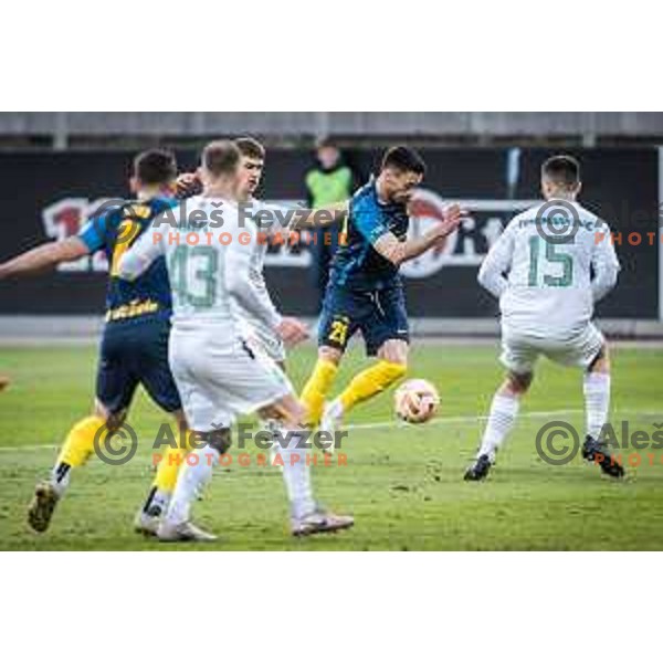 in action during Prva liga Telekom football match between Celje and Olimpija in Arena z’dezele, Celje, Slovenia on March 15, 2023. Photo: Jure Banfi