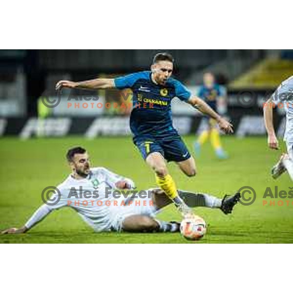 in action during Prva liga Telekom football match between Celje and Olimpija in Arena z’dezele, Celje, Slovenia on March 15, 2023. Photo: Jure Banfi