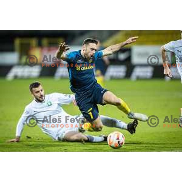 in action during Prva liga Telekom football match between Celje and Olimpija in Arena z’dezele, Celje, Slovenia on March 15, 2023. Photo: Jure Banfi