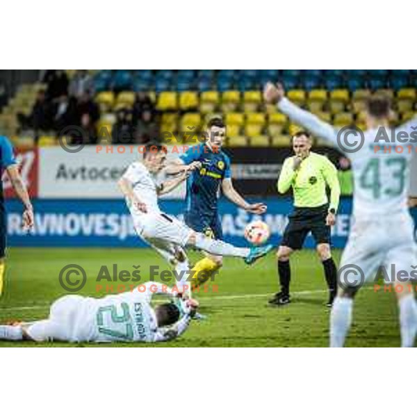 in action during Prva liga Telekom football match between Celje and Olimpija in Arena z’dezele, Celje, Slovenia on March 15, 2023. Photo: Jure Banfi
