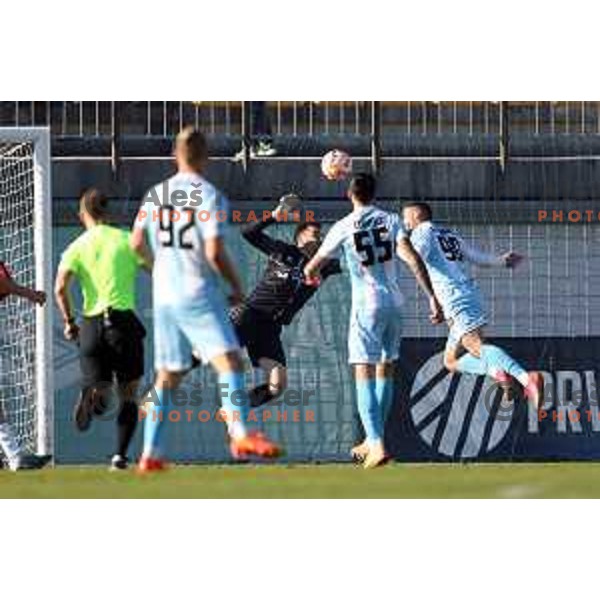 Jan Koprivec and Zvonimir Petrovic in action during Prva Liga Telemach 2022-2023 football match between Tabor Sezana and Gorica in Sezana on March 16, 2023