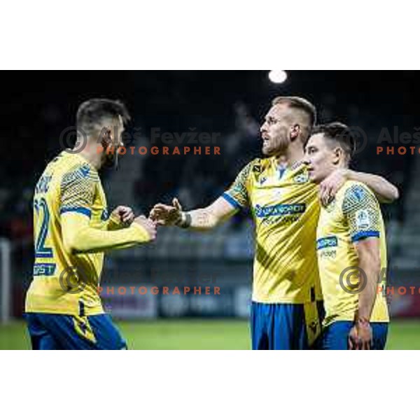 Andrej Kotnik celebrating during Prva liga Telemach football match between Mura and Koper in Fazanerija, Murska Sobota, Slovenia on March 16, 2023. Photo: Jure Banfi