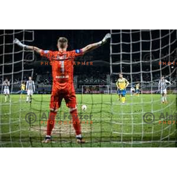 Klemen Mihelak vs Maks Barisic in action during Prva liga Telemach football match between Mura and Koper in Fazanerija, Murska Sobota, Slovenia on March 16, 2023. Photo: Jure Banfi