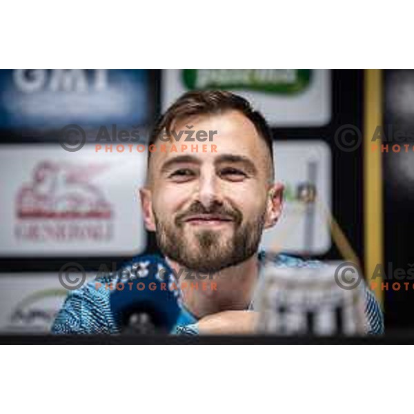 Maks Barisic at the press conference during Prva liga Telemach football match between Mura and Koper in Fazanerija, Murska Sobota, Slovenia on March 16, 2023. Photo: Jure Banfi