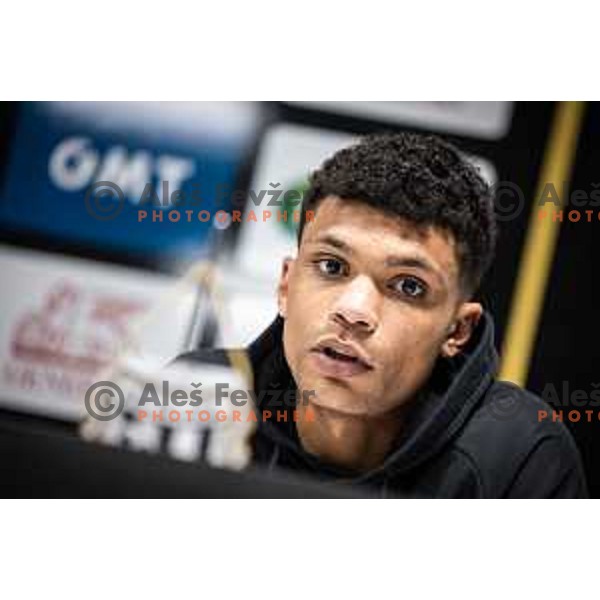 Darick Kobie Morris at the press conference during Prva liga Telemach football match between Mura and Koper in Fazanerija, Murska Sobota, Slovenia on March 16, 2023. Photo: Jure Banfi