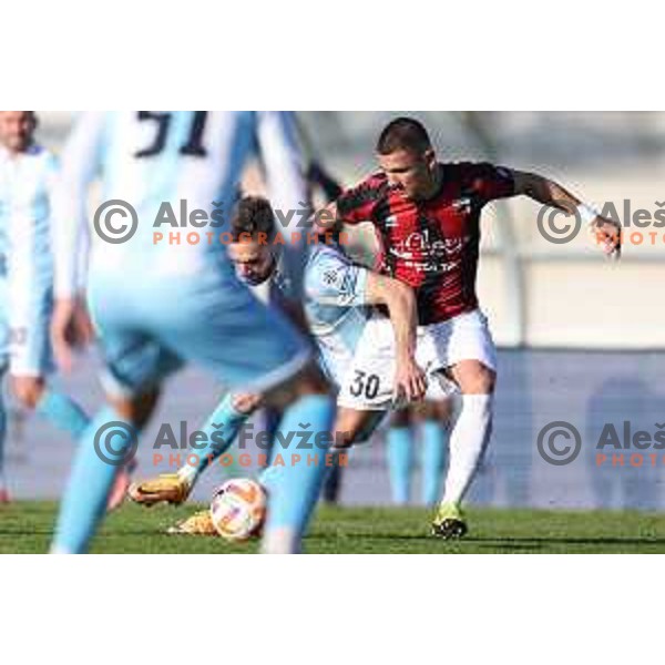 Darko Hrka and Jakoslav Stankovic in action during Prva Liga Telemach 2022-2023 football match between Tabor Sezana and Gorica in Sezana on March 16, 2023