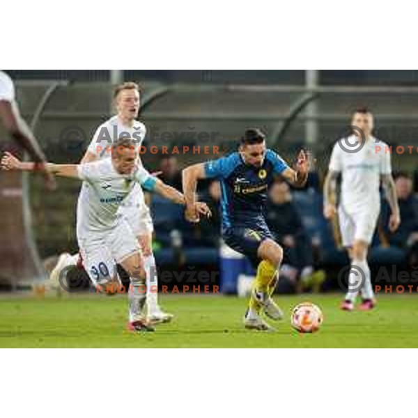 Zeni Humsani and Aljosa Matko in action during Prva Liga Telemach 2022-2023 football match between Celje and Domzale in Celje, Slovenia on March 18, 2023