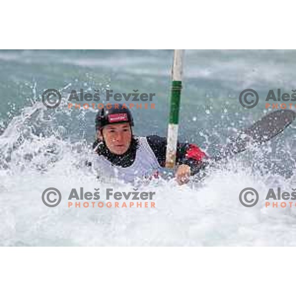 Eva Tercelj during the first race of the wild water slalom season 2023 at Tacen World Cup course in Ljubljana, Slovenia on March 19, 2023