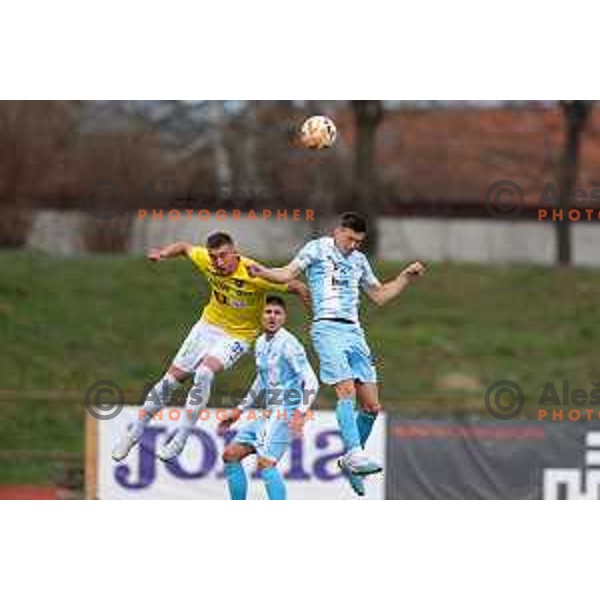 David Flakus Bosilj in action during Prva Liga Telemach 2022-2023 football match between Bravo and Gorica in Ljubljana, Slovenia on March 19, 2023