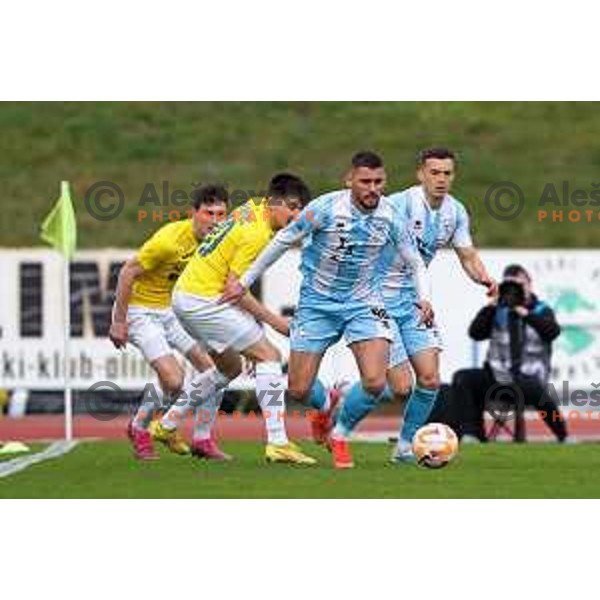 Dario Kolobaric in action during Prva Liga Telemach 2022-2023 football match between Bravo and Gorica in Ljubljana, Slovenia on March 19, 2023