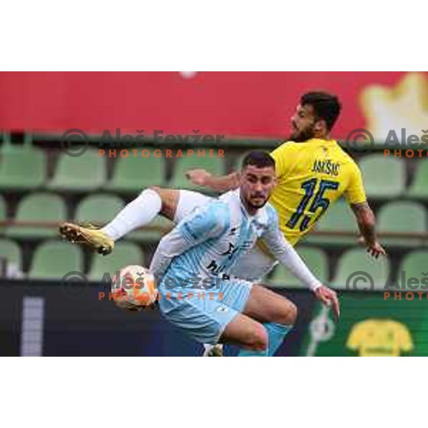 Dario Kolobaric in action during Prva Liga Telemach 2022-2023 football match between Bravo and Gorica in Ljubljana, Slovenia on March 19, 2023