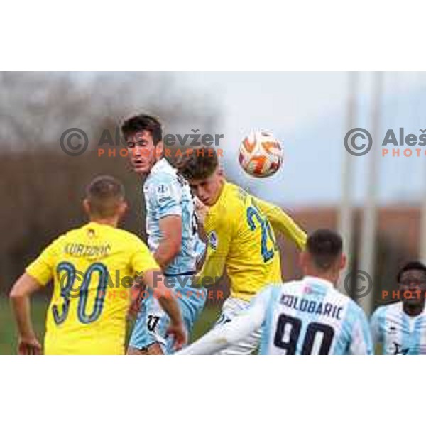 Luka Stankovski and Beno Selan in action during Prva Liga Telemach 2022-2023 football match between Bravo and Gorica in Ljubljana, Slovenia on March 19, 2023