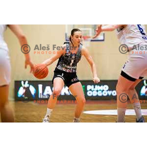 in action during The Final of the Slovenian Women\'s Cup basketball match between Cinkarna Celje and Triglav Kranj in Slovenske Konjice on March 19, 2023