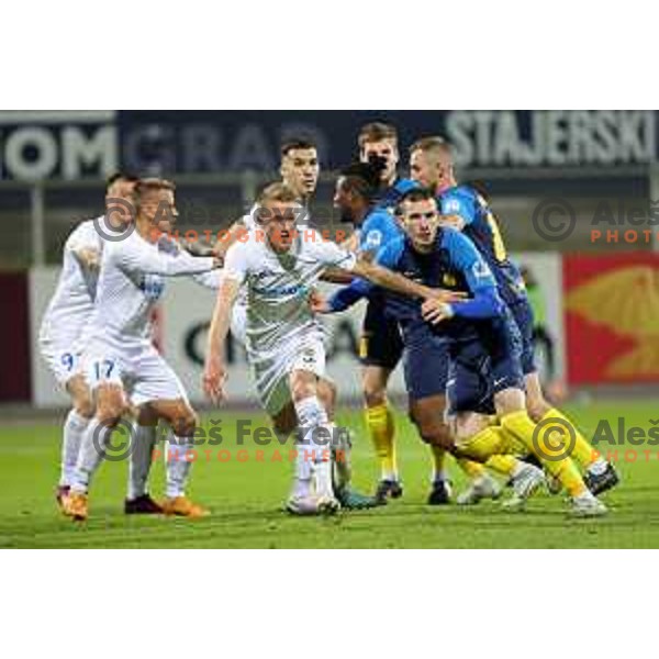 Benjamin Markus in action during Prva Liga Telemach 2022-2023 football match between Celje and Domzale in Celje, Slovenia on March 18, 2023