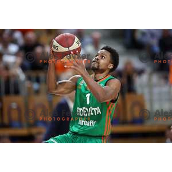 Yogi Ferrell of Cedevita Olimpija in action during ABA league 2022-2033 regular season match between Cedevita Olimpija and Cibona (CRO) in Ljubljana, Slovenia on March 18, 2023