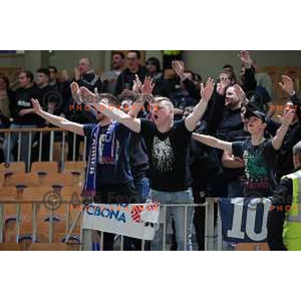 Fans of Cibona in action during ABA league 2022-2033 regular season match between Cedevita Olimpija and Cibona (CRO) in Ljubljana, Slovenia on March 18, 2023