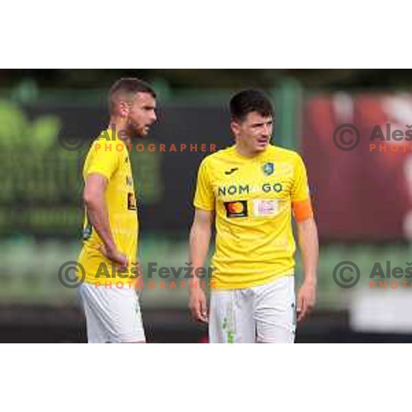 Almin Kurtovic and Martin Kramaric in action during Prva Liga Telemach 2022-2023 football match between Bravo and Gorica in Ljubljana, Slovenia on March 19, 2023