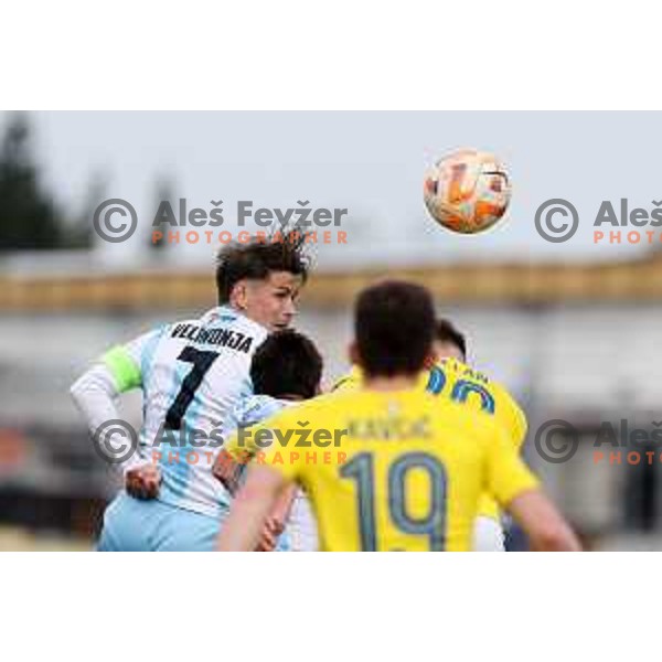 Etien Velikonja in action during Prva Liga Telemach 2022-2023 football match between Bravo and Gorica in Ljubljana, Slovenia on March 19, 2023