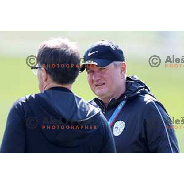 Head coach Matjaz Kek during practice session of Slovenia National football team at NNC Brdo, Slovenia on March 21, 2023