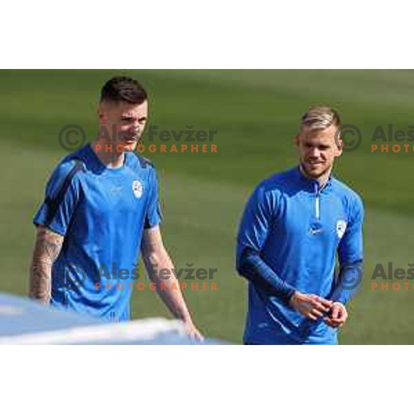 Benjamin Sesko during practice session of Slovenia National football team at NNC Brdo, Slovenia on March 21, 2023