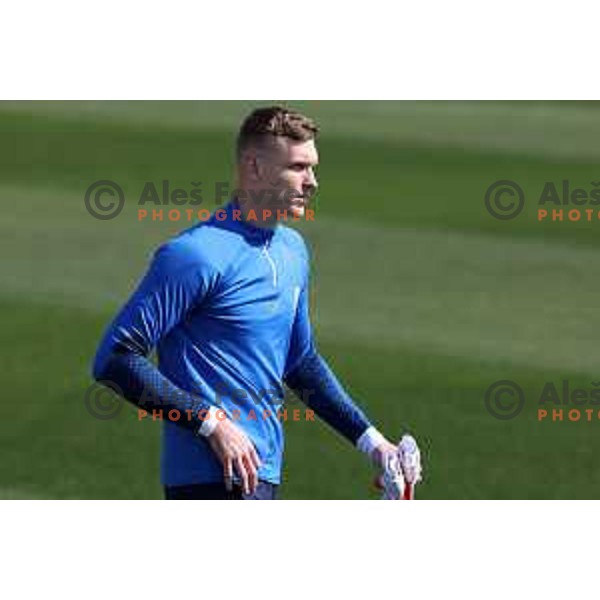 Matevz Vidovsek during practice session of Slovenia National football team at NNC Brdo, Slovenia on March 21, 2023