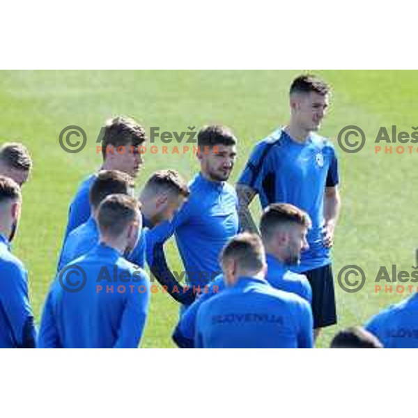 Adam Gnezda Cerin during practice session of Slovenia National football team at NNC Brdo, Slovenia on March 21, 2023