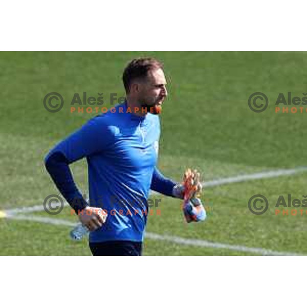 Jan Oblak during practice session of Slovenia National football team at NNC Brdo, Slovenia on March 21, 2023