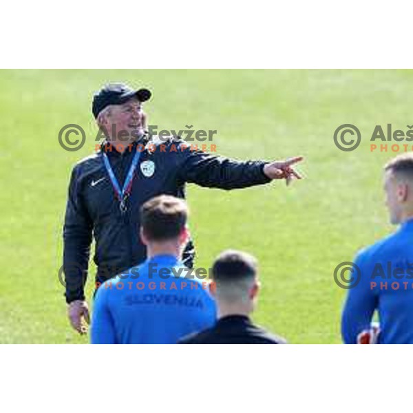 Head coach Matjaz Kek during practice session of Slovenia National football team at NNC Brdo, Slovenia on March 21, 2023