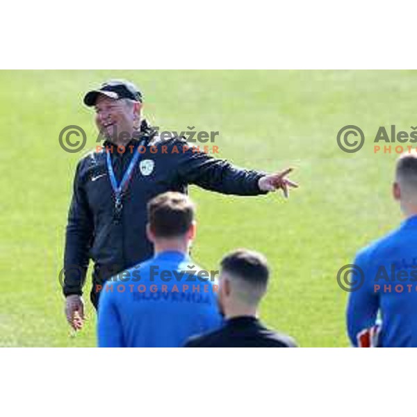 Head coach Matjaz Kek during practice session of Slovenia National football team at NNC Brdo, Slovenia on March 21, 2023