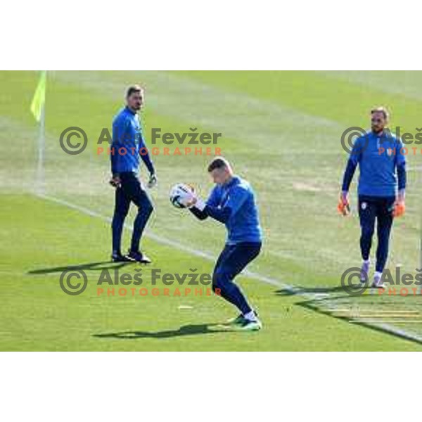 Matevz Vidovsek during practice session of Slovenia National football team at NNC Brdo, Slovenia on March 21, 2023