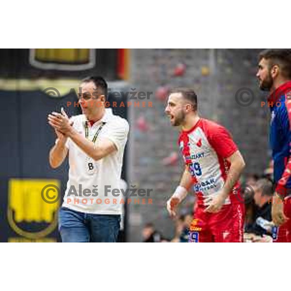 in action during EHF European Cup handball match between Gorenje Velenje and Vojvodina in Red Hall, Velenje, Slovenia on March 25, 2023