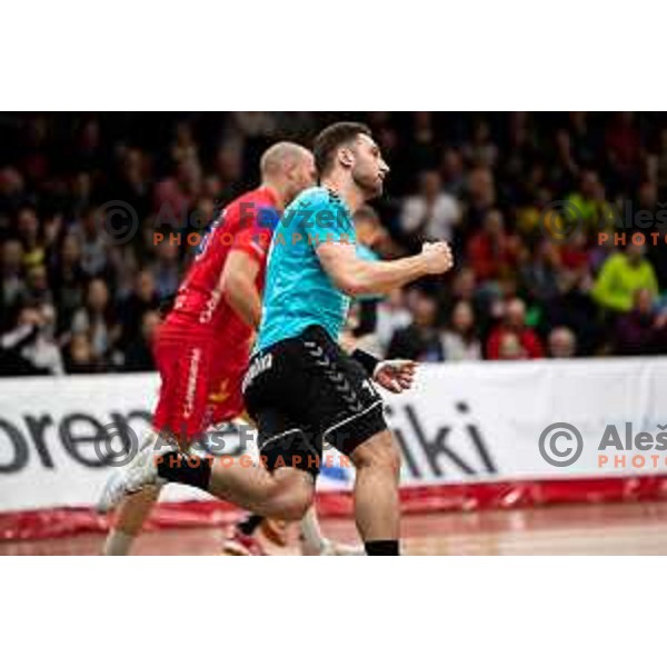 Urban Pipp in action during EHF European Cup handball match between Gorenje Velenje and Vojvodina in Red Hall, Velenje, Slovenia on March 25, 2023