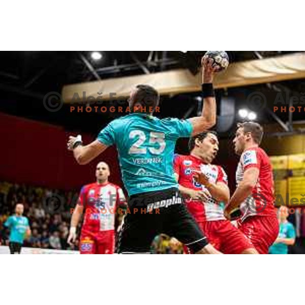 Matic Verdinek in action during EHF European Cup handball match between Gorenje Velenje and Vojvodina in Red Hall, Velenje, Slovenia on March 25, 2023