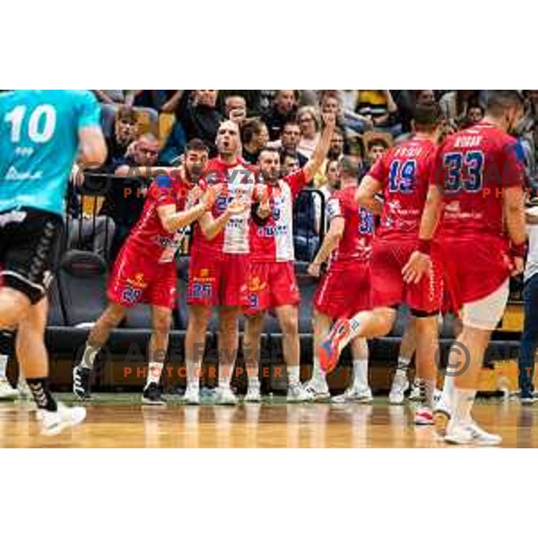 in action during EHF European Cup handball match between Gorenje Velenje and Vojvodina in Red Hall, Velenje, Slovenia on March 25, 2023