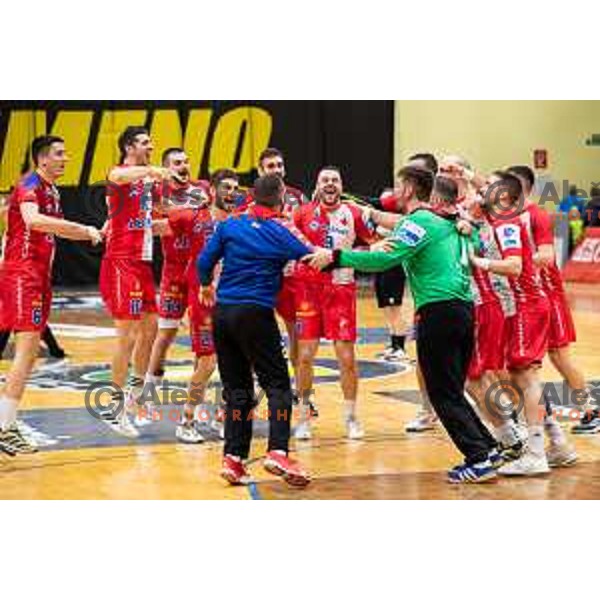 in action during EHF European Cup handball match between Gorenje Velenje and Vojvodina in Red Hall, Velenje, Slovenia on March 25, 2023