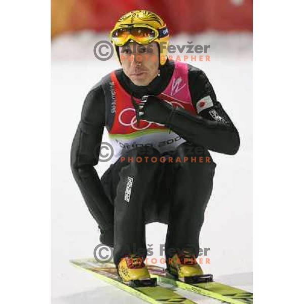 Noriaki Kasai (JPN) at 90 m individual ski jumping event in Pragelato at Torino 2006 Winter Olympic games, Italy on February 12, 2006