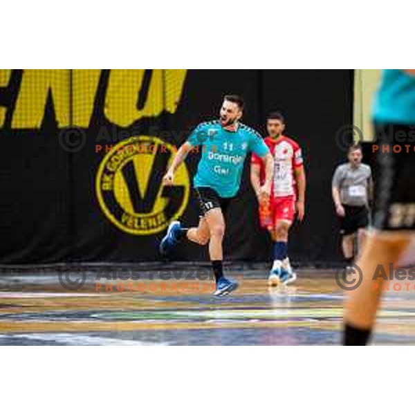 Kenan Pajt in action during EHF European Cup handball match between Gorenje Velenje and Vojvodina in Red Hall, Velenje, Slovenia on March 25, 2023