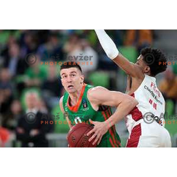 Matic Rebec in action during 7days EuroCup 2022-2023 regular season match between Cedevita Olimpija (SLO) and JL Bourg Mincidelice (FRA) in Stozice Arena, Ljubljana, Slovenia on March 29, 2023