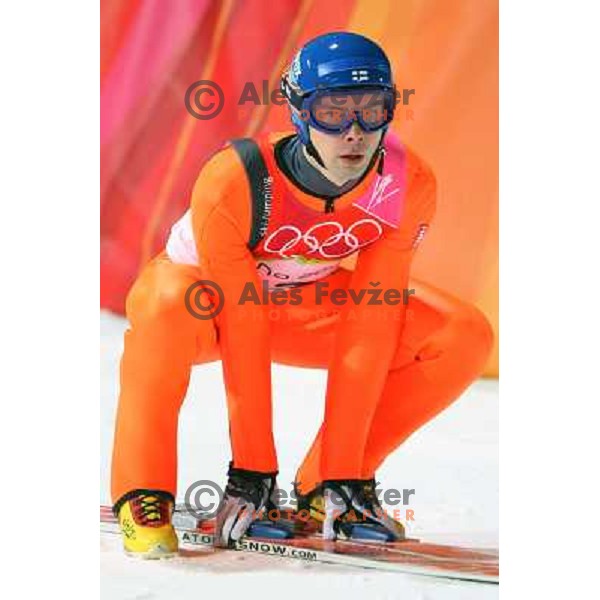 Matti Hautameki (FIN) at 90 m individual ski jumping event in Pragelato at Torino 2006 Winter Olympic games, Italy on February 12, 2006