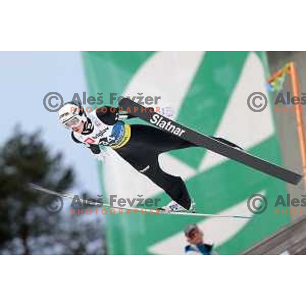 Zak Mogel (SLO) competes in Qualification of Men\'s Ski Flying Individual at the Final of FIS Ski jumping World Cup in Planica, Slovenia on March 30, 2023
