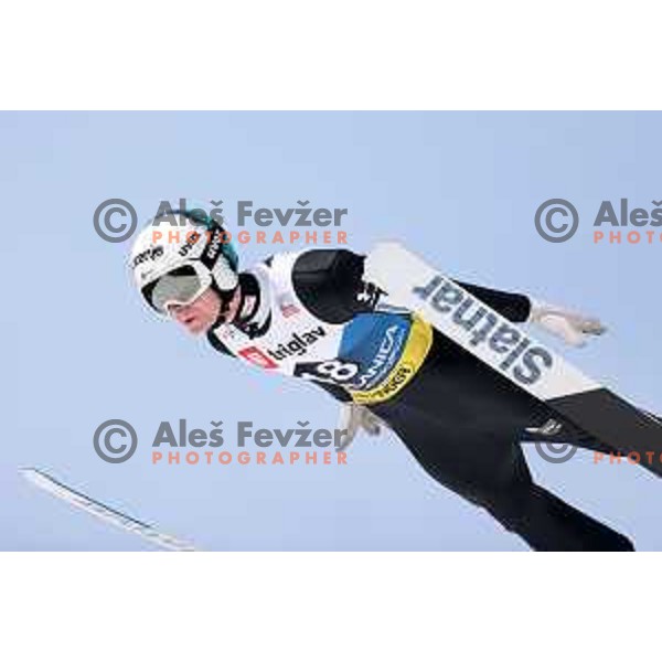 Lovro Kos (SLO) competes in Qualification of Men\'s Ski Flying Individual at the Final of FIS Ski jumping World Cup in Planica, Slovenia on March 30, 2023