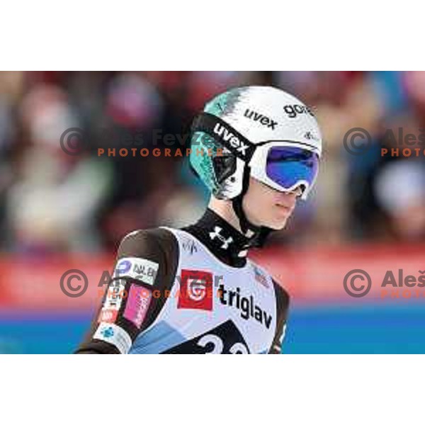 Rok Masle (SLO) competes in Qualification of Men\'s Ski Flying Individual at the Final of FIS Ski jumping World Cup in Planica, Slovenia on March 30, 2023