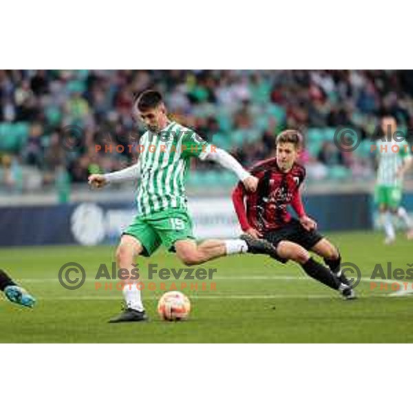 Svit Seslar in action during Prva Liga Telemach 2022-2023 football match between Olimpija and Tabor Sezana in SRC Stozice, Ljubljana, Slovenia on April 2, 2023 